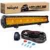 Nilight 20 Inch 420W LED Light Bar Yellow Triple Row Flood Spot Combo 42000LM Driving Boat Led Off Road Lights with 12V On/Off 5 16AWG Wiring Harness Kit, 2 Years Warranty(1Pcs 420W Led Light+Wiring Harness)