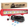 Nilight 20 Inch 420W LED Light Bar Yellow Triple Row Flood Spot Combo 42000LM Driving Boat Led Off Road Lights with 12V On/Off 5 16AWG Wiring Harness Kit, 2 Years Warranty(red shell)