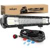 Nilight 22 Inch Side Shooter LED Light Bar Quadruple Row Spot Flood Combo Lights w/Wiring Kit for Fog Driving Work Lighting on Truck Tractor SUV ATV UTV Golf Cart Boats(20Inch 288W Lights + Wiring Harness)