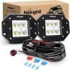Nilight 2PCS 18W Flood Flush Mount LED Work Light Fog Lights Off Road Lights Driving Lights with Off Road Wiring Harness