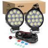Nilight 2PCS 18W Spot Driving Fog Light Off Road Led Lights Bar 2″ Tow Hitch Bracket with Wiring Harness Kit -2 Leads(White)
