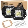Nilight 2PCS 42W Flush Mount LED Light Pods Spot Flood Combo Backup Reverse Driving Headlamp Mount on Bumper Grille for 4×4 Offroad Truck SUV(2Pcs 42W LED Pods)