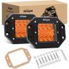 Nilight 2PCS 42W Flush Mount LED Light Pods Spot Flood Combo Backup Reverse Driving Headlamp Mount on Bumper Grille for 4×4 Offroad Truck SUV(Amber Light)