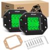 Nilight 2PCS 42W Flush Mount LED Light Pods Spot Flood Combo Backup Reverse Driving Headlamp Mount on Bumper Grille for 4×4 Offroad Truck SUV(Green Light)