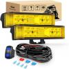 Nilight 2Pcs 18w Spot LED Work Lights LED Pods Fog Lights Off Road Led Lights Driving Lights with16AWG Off Road Wiring Harness Kit-2 Leads(60W Amber Side Shooter Light + Wiring Harness)