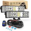 Nilight 2Pcs 18w Spot LED Work Lights LED Pods Fog Lights Off Road Led Lights Driving Lights with16AWG Off Road Wiring Harness Kit-2 Leads(60W Side Shooter Light + Wiring Harness)
