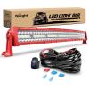 Nilight 32 Inch 180W Spot Flood Combo Led Light Bar 2Pcs 18W 4Inch Spot LED Pods Driving Off Road Lights with 14AWG Wiring Harness Kit-3 Leads for Van Car Pickup Golf Cart ATV UTV SUV Truck Boat(33Inch 256LEDs Curved Red Shell +Wiring harness)