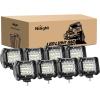 Nilight 4Pcs LED Pods 4Inch 60W Triple Row Flood Spot Combo 6000LM Light Bar Driving Fog Lights Off Road Lighting for Trucks Pickup Golf Cart SUV ATV UTV 4×4 Van Camper Boat(8 Pack)