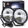 Nilight 7 Inch Round Offroad Lights 2 PCS 120 W High Low Beam IP68 LED Driving Pods Built-in EMC with 14AWG DT Connector Wiring Harness Kit for Truck ATV UTV SUV(2Pcs 7Inch Lights +Wiring harness)