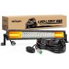 Nilight 73003C-A 22Inch 150W Double Row 15000LM 7D Flood Spot Combo Beam LED Light Bar(22Inch White & Amber Lights)
