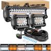 Nilight LED Light Bar 12Inch 300W Flood Spot Combo Triple Row Driving Lamp Roof Bumper Off Road Work Lights for Van Camper Wagon Car Pickup Golf Cart ATV UTV SUV Truck Boat 4×4(Amber&White 6 Modes)