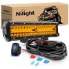 Nilight LED Light Bar 12Inch 300W Flood Spot Combo Triple Row Driving Lamp Roof Bumper Off Road Work Lights for Van Camper Wagon Car Pickup Golf Cart ATV UTV SUV Truck Boat 4×4(Amber Light + Wiring Harness)