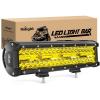 Nilight LED Light Bar 12Inch 300W Flood Spot Combo Triple Row Driving Lamp Roof Bumper Off Road Work Lights for Van Camper Wagon Car Pickup Golf Cart ATV UTV SUV Truck Boat 4×4(Yellow)
