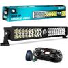Nilight LED Light Bar 14 Inch 21LED Dual Row Spot Flood Combo Screw-Less Night Vision Off Road Driving Lights w/16AWG Rocker Switch Wiring Harness Kit(22Inch 37Led Light +Wiring Kit)