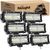 Nilight LED Light Bar 2PC 6.5Inch 120W Flood Spot Combo Triple Row Driving Lamp Roof Bumper Off Road Work Lights for Van Camper Wagon Car Pickup Golf Cart ATV UTV SUV Truck Boat 4×4(6Pcs Led Pods)