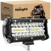 Nilight LED Light Bar 2PC 6.5Inch 120W Flood Spot Combo Triple Row Driving Lamp Roof Bumper Off Road Work Lights for Van Camper Wagon Car Pickup Golf Cart ATV UTV SUV Truck Boat 4×4(1Pc Led Pods)