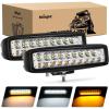 Nilight LED Light Bar 2PCS 18W 6Inch Flood LED Pods Offroad Fog Light Waterproof for Boat SUV ATV 4WD Car Truck Golf Cart 12V 24V,2 Years Warranty(2Pcs White/Amber Lights)