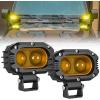 Nilight LED Light Bar 2PCS 18W 6Inch Flood LED Pods Offroad Fog Light Waterproof for Boat SUV ATV 4WD Car Truck Golf Cart 12V 24V,2 Years Warranty(2Pcs 4Inch 48W Lights Amber)