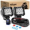 Nilight LED Light Bar 2PCS 18W Spot Led Pods Off Road Lights 12V 5Pin Rocker Switch Bar Wiring Harness Kit 2 Leads for Truck SUV ATV UTV(2Pcs 4″ Spot Lights)