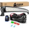 Nilight LED Light Bar 32Inch 180W Spot Flood Combo Led Off Road Lights 12V 5Pin Rocker Switch LED Light Bar Wiring Harness Kit, 2 Years Warranty (ZH079), Clear,White(50Inch 288W Light Bar +Wiring Harness)