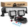 Nilight LED Light Bar 7D 22Inch 150W Spot Flood Combo Beam Amber White Work Offroad Lighting Driving Fog Lights for SUV ATV UTV Pickup Truck Boat(120W Light +2Pcs 18W LED Pods +Wiring Harness)