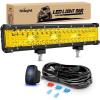 Nilight LED Light Bar Set, 12 Inch 300W Triple Row Spot Flood Combo Work Driving Lamp, 2 Pcs 4 inch 60 W with Wiring Harness for Off road ATV Boat Lighting, Year Warranty(12 Inch Yellow Side Shooter Light + Wiring harness)