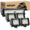 Nilight LED Light Bar Set, 12 Inch 300W Triple Row Spot Flood Combo Work Driving Lamp, 2 Pcs 4 inch 60 W with Wiring Harness for Off road ATV Boat Lighting, Year Warranty(12Inch lights + 4Pcs 4Inch pods)