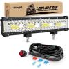 Nilight LED Light Bar Set, 12 Inch 300W Triple Row Spot Flood Combo Work Driving Lamp, 2 Pcs 4 inch 60 W with Wiring Harness for Off road ATV Boat Lighting, Year Warranty(13.5Inch Side Shooter Light + Wiring harness)