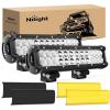 Nilight LED Light Bar with Yellow/Black Covers 2 PCS 36 W 6.5 Inch Flood Off Road Lights Super Bright Driving Fog Boat Lighting Pods for Trucks Pickup Golf Cart SUV ATV UTV 4×4 Van Camper(12 inch light + cover)