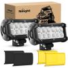 Nilight LED Light Bar with Yellow/Black Covers 2 PCS 36 W 6.5 Inch Flood Off Road Lights Super Bright Driving Fog Boat Lighting Pods for Trucks Pickup Golf Cart SUV ATV UTV 4×4 Van Camper(6.5 inch light + cover)