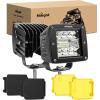Nilight LED Light Bar with Yellow/Black Covers 2 PCS 36 W 6.5 Inch Flood Off Road Lights Super Bright Driving Fog Boat Lighting Pods for Trucks Pickup Golf Cart SUV ATV UTV 4×4 Van Camper(3 inch light + cover)