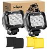 Nilight LED Light Pod with Yellow Black Covers 2PCS 18W 1260LM Flood Off Road Lights Super Bright Driving Fog Boat Lighting Pods for Trucks Pickup Golf Cart SUV ATV UTV 4×4 Van Camper(2Pcs 18w Led Light w/cover)