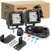 Nilight LED Pods 2Pcs 3 Inch 42W LED Cubes Spot Flood Combo Square Driving Fog Off Road Work Lights for Trucks Pickup Golf Cart SUV ATV UTV 4×4 Van Camper(Led Pods+ mounting+ Wiring for Polaris Ranger)