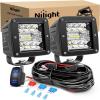 Nilight LED Pods 2Pcs 3 Inch 42W LED Cubes Spot Flood Combo Square Driving Fog Off Road Work Lights for Trucks Pickup Golf Cart SUV ATV UTV 4×4 Van Camper(2Pcs 42W LED Pods+Wiring Harness)