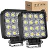 Nilight LED Pods 2Pcs 4.5Inch 42W 4200LM Round Flood Light Off Road Fog Lights Driving Roof LED Light Bar Work Light for ATV UTV SUV Truck Boat (15017C-B)(Square LED Pod Lights)