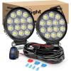 Nilight LED Pods 2Pcs 4.5Inch 42W 4200LM Round Flood Light Off Road Fog Lights Driving Roof LED Light Bar Work Light for ATV UTV SUV Truck Boat (15017C-B)(2Pcs LED Pods +Wiring Harness)