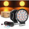 Nilight LED Pods 2Pcs 4.5Inch 42W 4200LM Round Flood Light Off Road Fog Lights Driving Roof LED Light Bar Work Light for ATV UTV SUV Truck Boat (15017C-B)(Amber Pods +Wiring Harness)