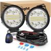 Nilight LED Pods 2Pcs 4.5Inch 42W 4200LM Round Flood Light Off Road Fog Lights Driving Roof LED Light Bar Work Light for ATV UTV SUV Truck Boat (15017C-B)(4.5Inch 28led LED Pods +Wiring Harness)