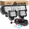 Nilight Led Light Bar 12 Inch 72W Spot Flood Combo Off Road Fog Lights Driving LED Pods with Off Road 16AWG Wiring Harness Kit – 1 Lead for Truck ATV UTV SUV Boat(72W Light + 2Pcs Pods +Wiring harness)