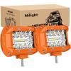 Nilight Led Light Pods 2PC 4Inch 60W Flood Spot Combo Triple Row Driving Lamp Roof Bumper Off Road LED Work Lights Pods for Van Camper Wagon Car Pickup Golf Cart ATV UTV SUV Truck Boat 4×4(2Pcs Amber Shell with White Light)