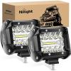 Nilight Led Light Pods 2PC 4Inch 60W Flood Spot Combo Triple Row Driving Lamp Roof Bumper Off Road LED Work Lights Pods for Van Camper Wagon Car Pickup Golf Cart ATV UTV SUV Truck Boat 4×4(Led Pods)