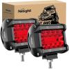 Nilight Led Light Pods 2PC 4Inch 60W Flood Spot Combo Triple Row Driving Lamp Roof Bumper Off Road LED Work Lights Pods for Van Camper Wagon Car Pickup Golf Cart ATV UTV SUV Truck Boat 4×4(Red Led Pods)