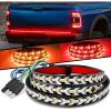 Nilight Truck LED Running Board Lights 2 PCS 48nch Side Maker Light with White Courtesy & Sequential Amber Turn Signal Lighting Strips Kit for Trucks Pickup SUV(48″ Tailgate Light Strip Arrow)