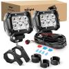 Nilight ZH009 LED Light Bar 2PCS 18W Spot Off Road Lights with 16AWG Wiring Harness Kit-2 Lead(Led Pods+Wiring Harness+Clamp Holder)