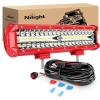 Nilight ZH411-A 12Inch 12 Inch 300W Triple Row Flood Spot Combo 30000LM Led Off Road Lights for Trucks with 16AWG Wiring Harness Kit,2 Years Warranty(1PC White Light Red Shell + Wiring)