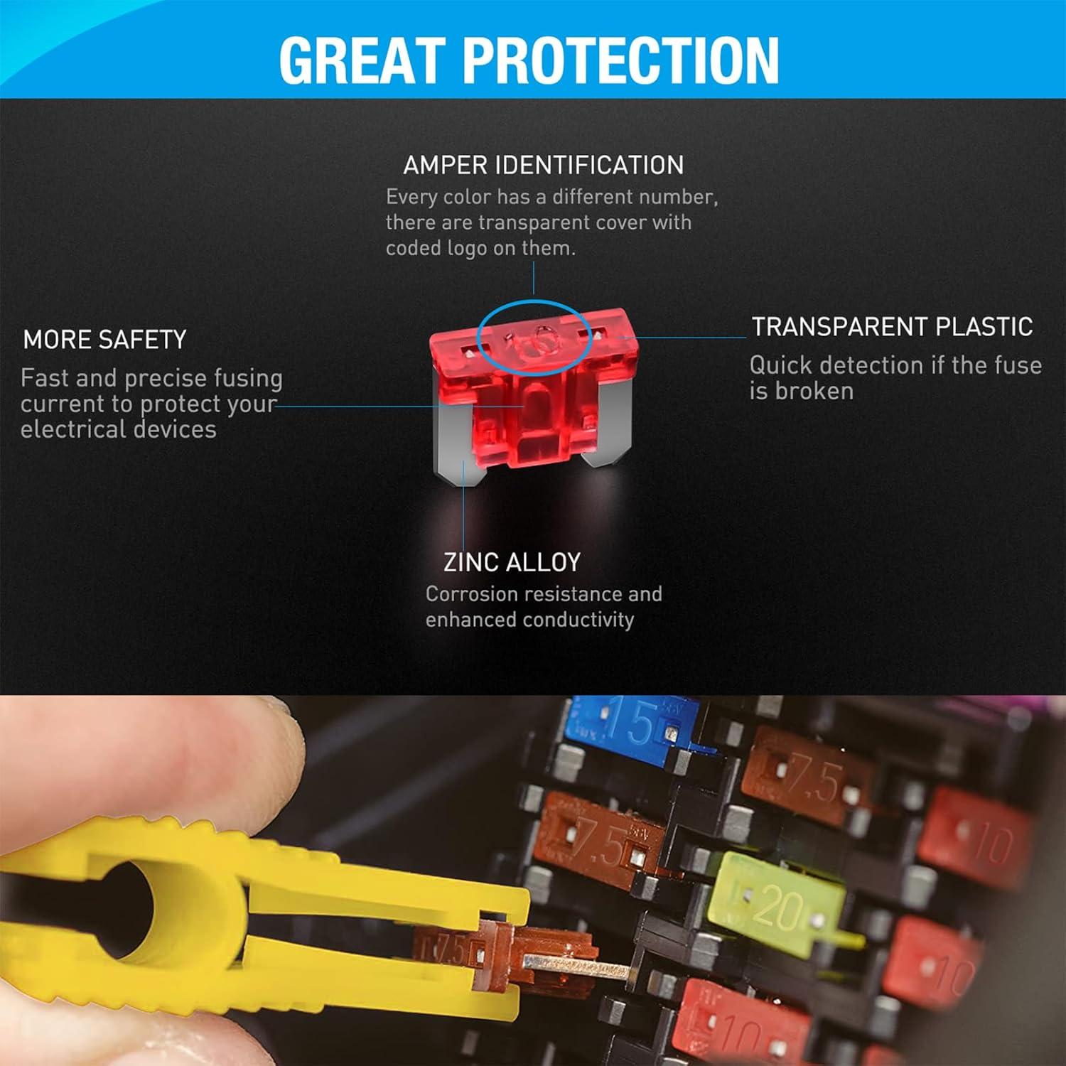 imageNilight 50016R 120 pcs Standard Fuse Assortment kit 5 75 10 15 20 25 30 AMP Regular APRATO OpenATC Blade Fuses for Cars Trucks BoatsAutomotives2 Years Warranty180PCS 2 Style Fuses wCircuit Tester