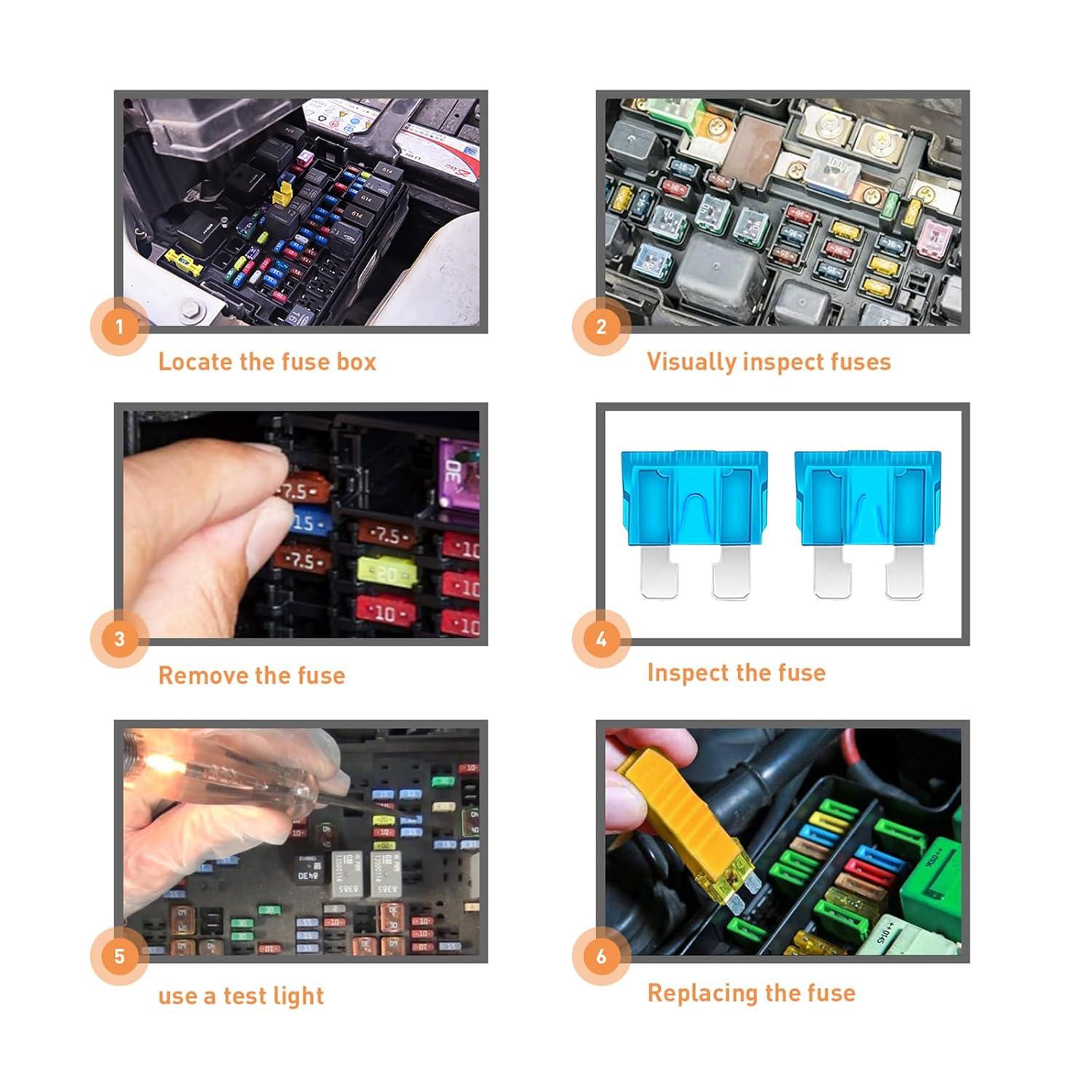 imageNilight 50016R 120 pcs Standard Fuse Assortment kit 5 75 10 15 20 25 30 AMP Regular APRATO OpenATC Blade Fuses for Cars Trucks BoatsAutomotives2 Years Warranty180PCS 2 Style Fuses wCircuit Tester