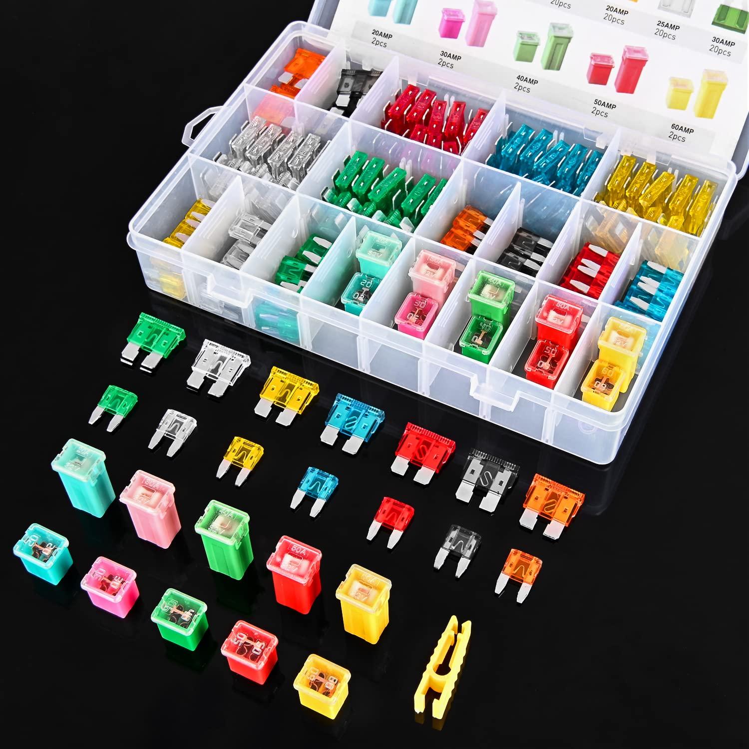 imageNilight 50018R 240pcs Standard and Mini Blade Fuses Set5A 75A 10A 15A 20A 25A 30A ATC APR ATO ATS Standard and ATM APM Mini Automotive Blade Fuse Assortment Kit BlackSliverPinkGreen250PCS Fuses box fuses