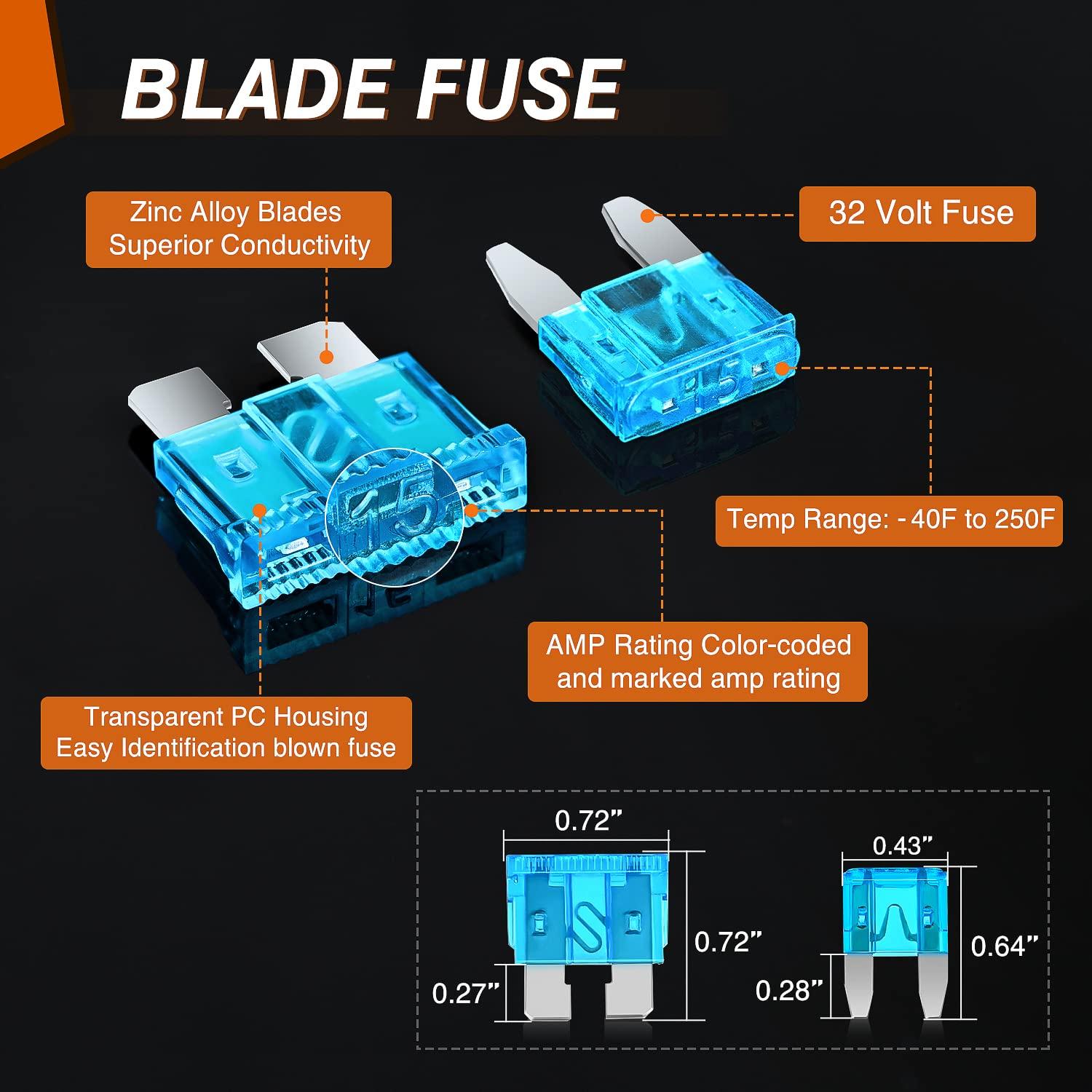 imageNilight 50018R 240pcs Standard and Mini Blade Fuses Set5A 75A 10A 15A 20A 25A 30A ATC APR ATO ATS Standard and ATM APM Mini Automotive Blade Fuse Assortment Kit BlackSliverPinkGreen250PCS Fuses box fuses