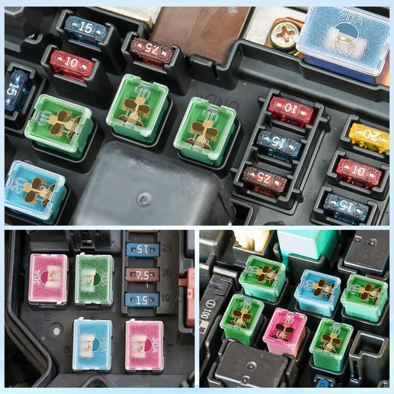 imageNilight 50018R 240pcs Standard and Mini Blade Fuses Set5A 75A 10A 15A 20A 25A 30A ATC APR ATO ATS Standard and ATM APM Mini Automotive Blade Fuse Assortment Kit BlackSliverPinkGreen30PCS Jcase Box Fuses